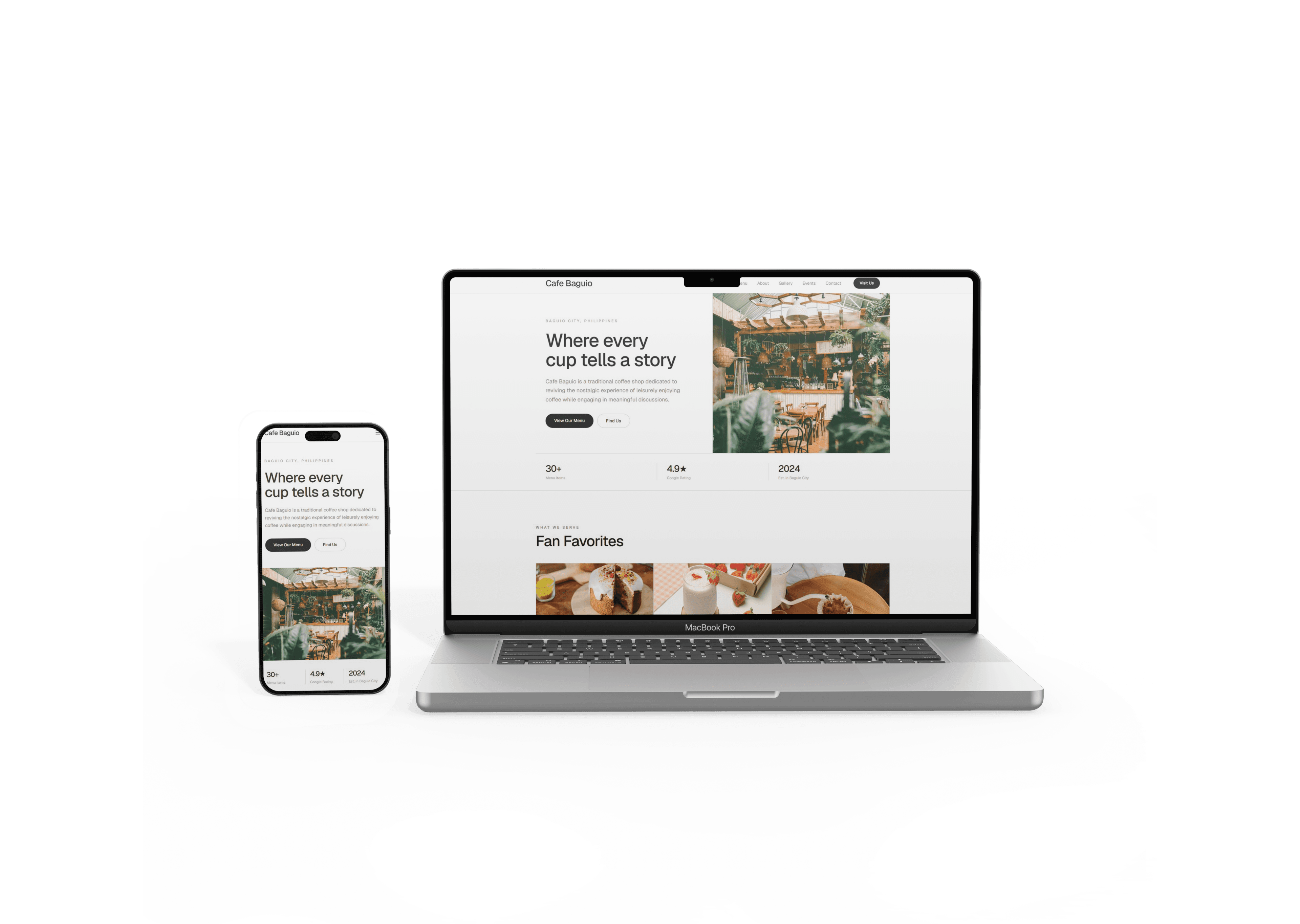 Screenshot of the Baguio demo of the RD Prints+ cafe website system