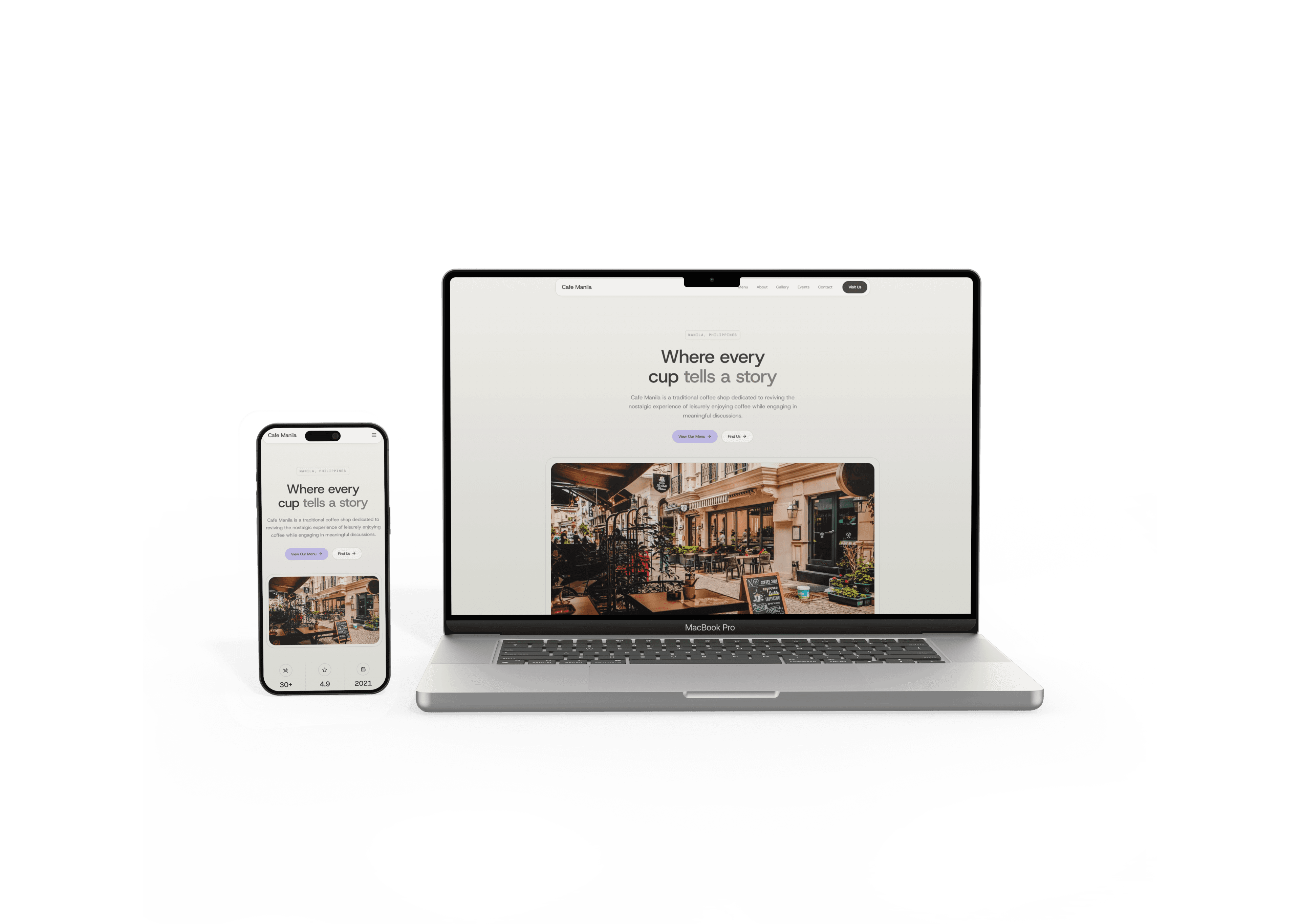 Screenshot of the Manila demo of the RD Prints+ cafe website system